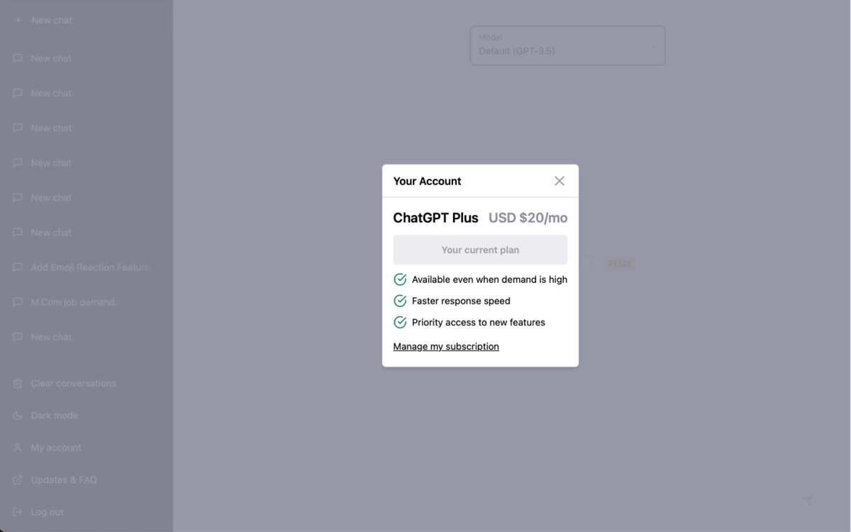 ChatGPT 모델 선택 UI