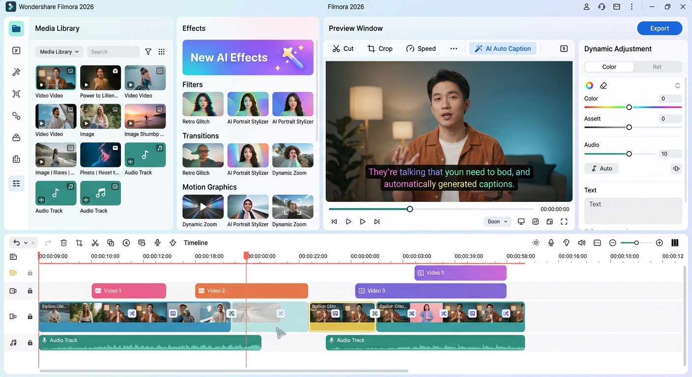 필모라 2026 동영상 편집 인터페이스
