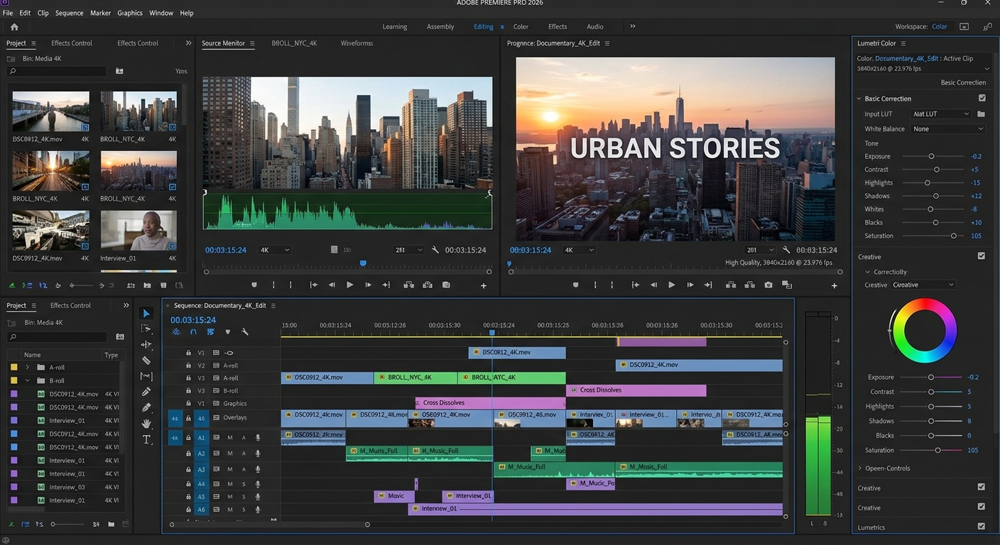 프리미어 프로 2026 메인 인터페이스