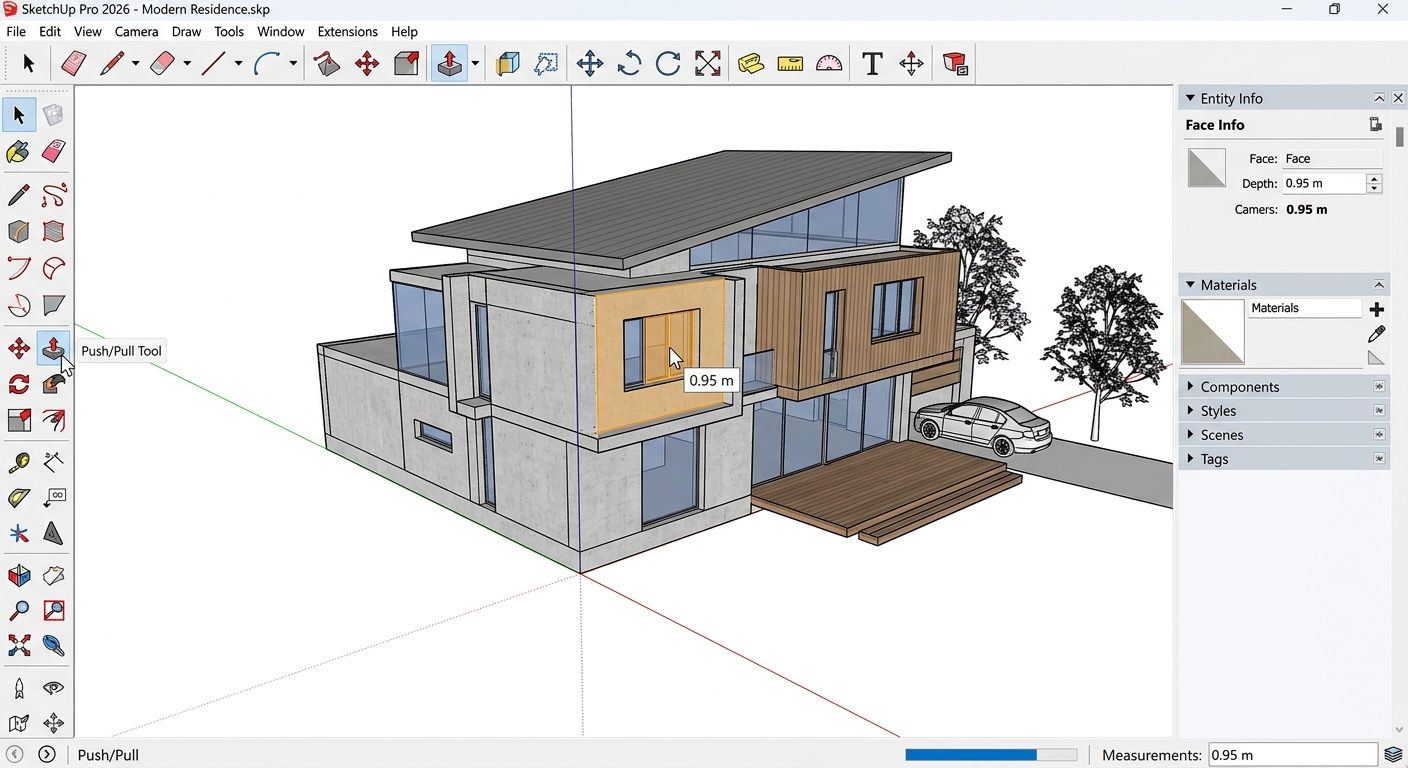 스케치업 프로 2026 3D 모델링 인터페이스